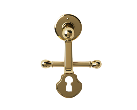 Elegant polished brass door handle with keyhole plate
