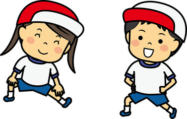 運動会の小学生男女
