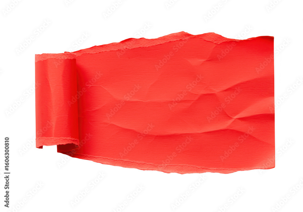 Poster torn red paper with a rolled edge isolated on a transparent background offering a vibrant canvas for
