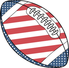 American football ball with USA flag pattern vector illustration