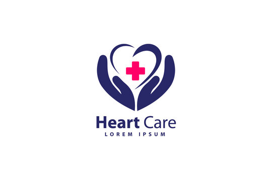 Heart care logo design template