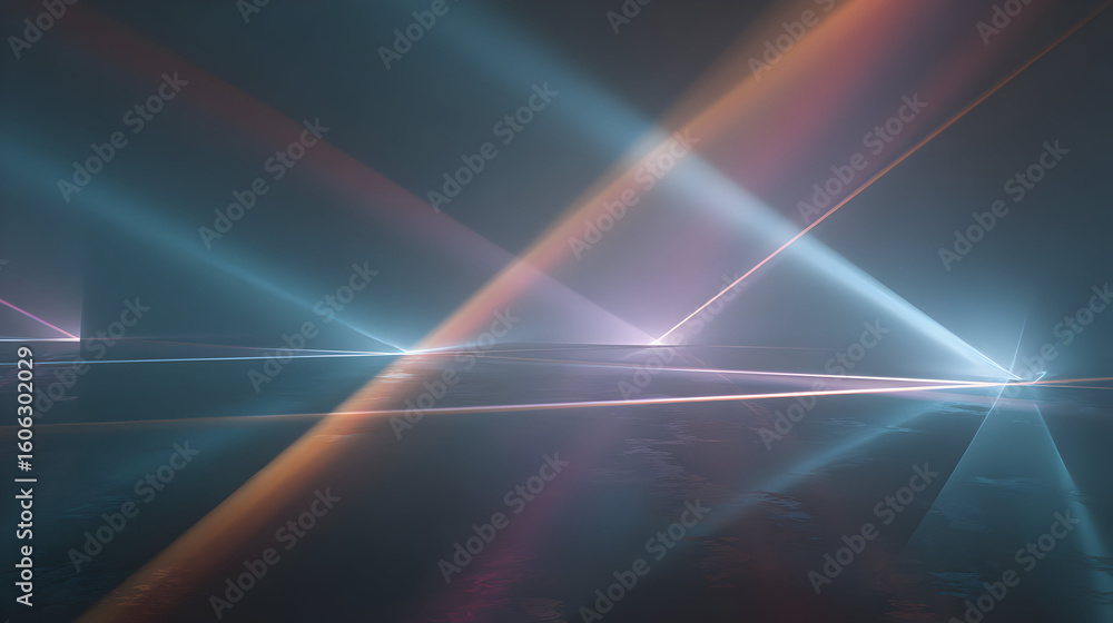 Aufkleber abstract laser beam background with light rays on a stage showcasing luminous effect and ethereal gl