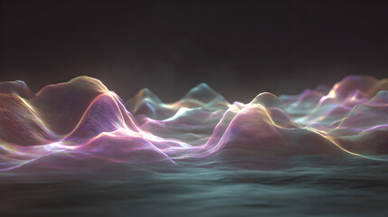Colorful Abstract Digital Landscape with Soft Light and Dark Background Depicting a Virtual World Creating a Calm and Artistic Atmosphere Ideal for a Variety of Creative Projects