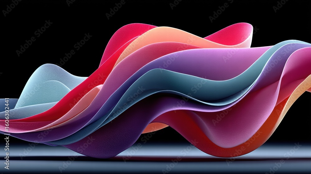 Aufkleber colorful abstract wave pattern flowing shapes in vibrant tones against a dark background for modern 
