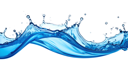 Brilliant blue water splash with droplets flying is ideal for summer themed designs, water related projects, refreshing concepts, or energetic advertising.