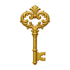 PNG Ornate golden vintage key illustration.