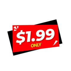 $1.99 only png, simple red frame, product badge tag, isolated vector shape