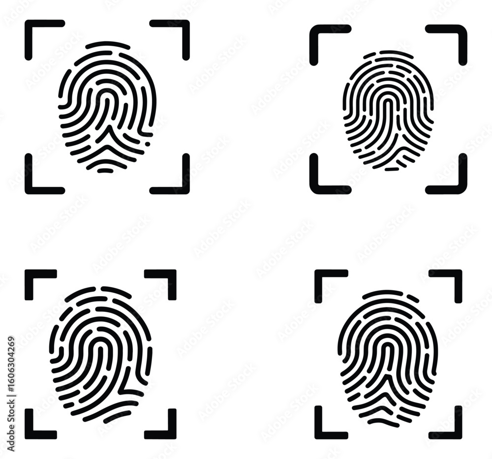 Aufkleber fingerprint identification icons with scanning frame for security and privacy