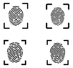 Fingerprint Identification Icons with Scanning Frame for Security and Privacy