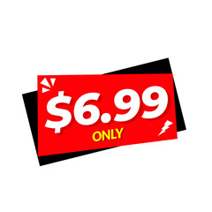 $6.99 only png, smooth red badge, rounded shape design, minimal vector form