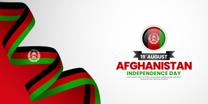 Afghanistan independence day banner background august 19th design element with waving ribbon flag