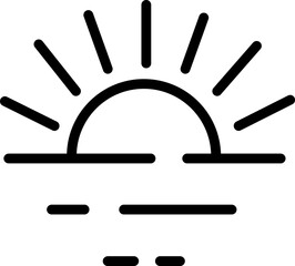 Minimalistic Modern Rounded Outline Sun Icon