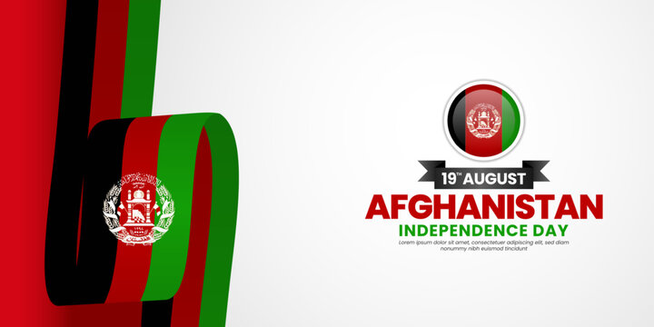 Afghanistan independence day banner background august 19th design element with waving ribbon flag