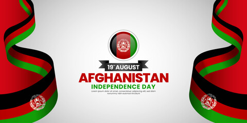 Afghanistan flag for independence day banner background with waving ribbon flag