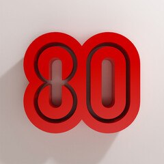 3D render minimalist Red Logo. Independence day Indonesia 80th 17 August 2025. isolated on white.	