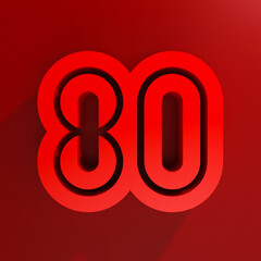3D render minimalist Red Logo. Independence day Indonesia 80th 17 August 2025. isolated on white.	