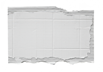 Torn white corrugated cardboard with striped edges isolated on a transparent background for design elements