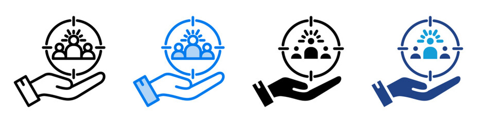 Audience icon set multiple style collection