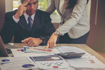 Talking about serious business. Business peoples meeting, discuss about business problem and bad business result