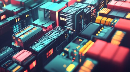 Stylized digital vault filled with colorful data packets