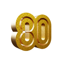 3D render minimalist Gold Logo. Independence day Indonesia 80th 17 August 2025. isolated on white.	