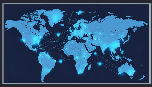 world map networking . Global networking and international communication. 