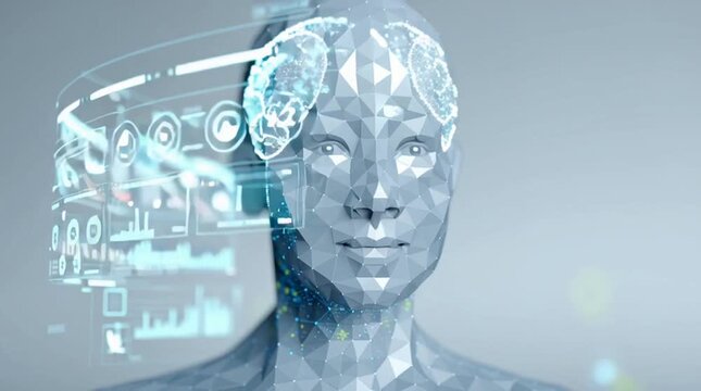 3D graphic rendering of an AI brain with glowing data connections, representing artificial intelligence and advanced digital processing