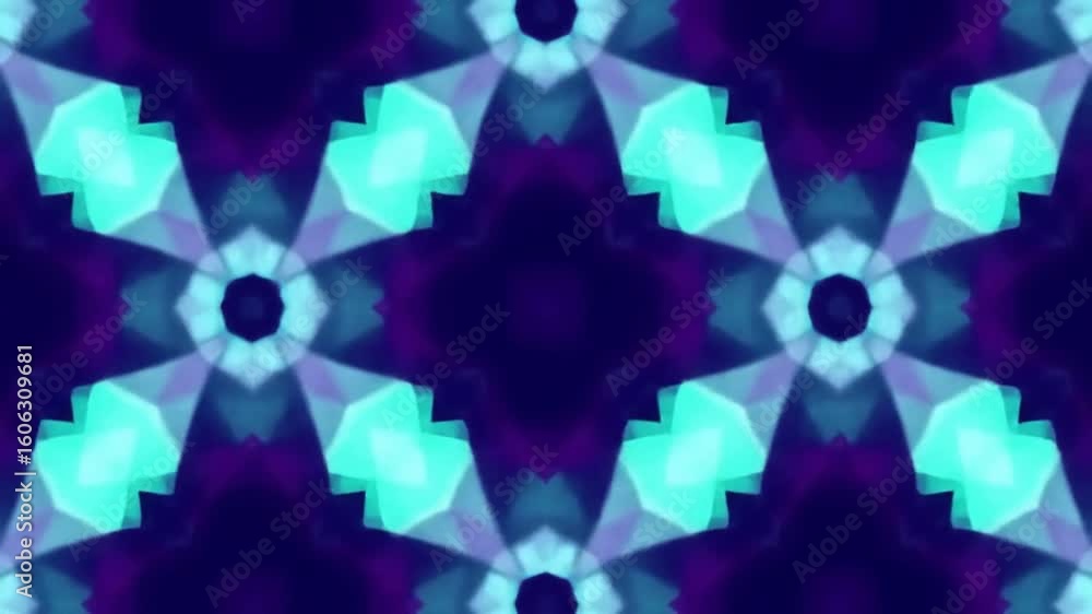 Poster mesmerizing digital kaleidoscope of luminous teal and violet forms creating an ethereal abstract des