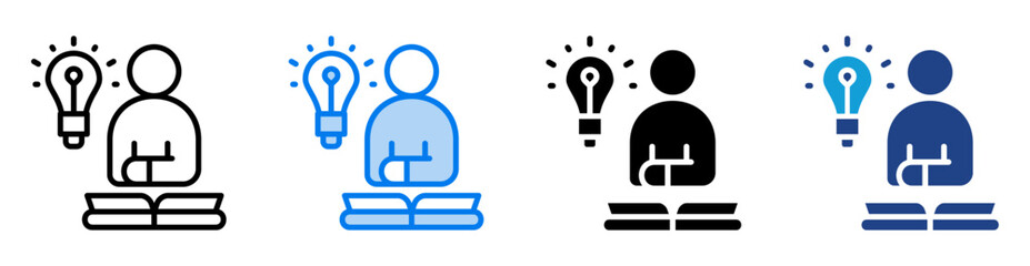 Learning icon set multiple style collection