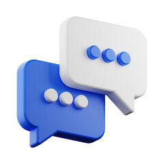 White and blue background 3D speech bubble chat icon illustration