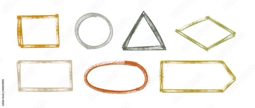 Poster hand drawn colorful frames borders line set, scribble lines frame elements doodle decorative vector 