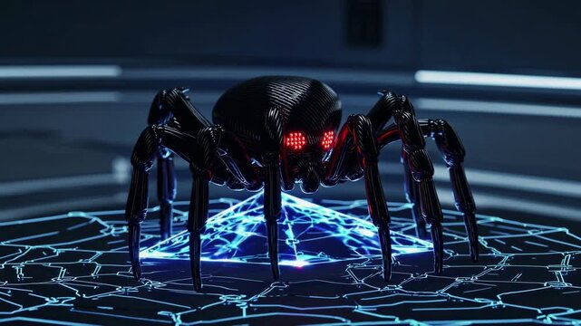Tech Spider Loop on Glowing Web
