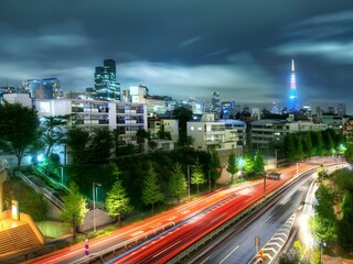Fototapeta premium view of the city of the city at night