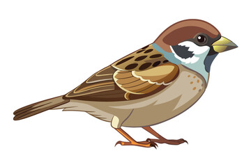 Adorable Sparrow Illustration Featuring Detailed Feather Textures and Natural Color Palettes for Educational and Artistic Purposes Depicting Wildlife