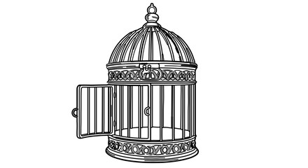 Vintage birdcage outline illustration vector drawing antique cage design element decorative bird cage graphic 100