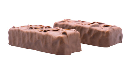 Delicious Chocolate-Covered Candy Bars on Isolated Background