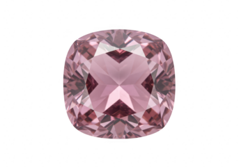 A stunning cushioncut pink gemstone likely a tourmaline or sapphire is expertly faceted to maximize its brilliance and sparkle isolated on transparent background