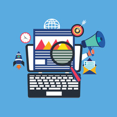 Business content marketing research design concept