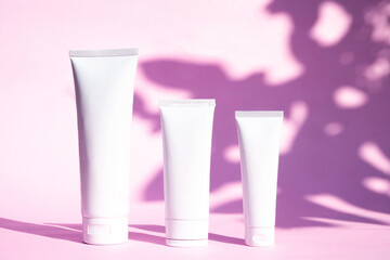 cosmetic tube mockup on pink background
