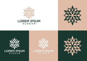 vector logo icon set of minimalist leaves or flowers