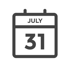 July 31 Calendar Day for Calender Date for Deadlines or Appointment