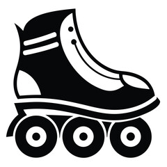 Retro Roller Skate Icon Featuring Inline Style Wheels and a Classic Design Perfect for Sporting Goods or Recreation