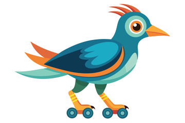 Cartoon Bird with Roller Skates Whimsical Illustration of a Colorful Bird Enjoying Skating with Playful and Creative Design Elements