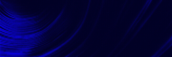 Halftone transition wavy motion. Geometric graphic smooth gradient. Deep blue vector background