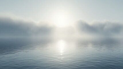 Obraz premium Serene Foggy Water With Subtle Sunrise Reflections