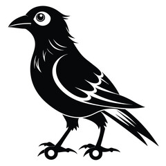 A Striking Silhouette A Cartoon Crow Perched in Profile Offering a Simple Yet Bold Representation of Avian Elegance
