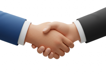 Businessmen shaking hands to seal a deal representing partnership and successful collaboration in the corporate world isolated on transparent background
