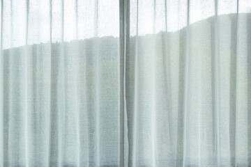 Light green curtains for interior decoration room or window by mountain shadows is background. Texture background abstract.