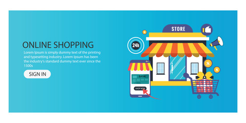 Online shopping landing page concept
