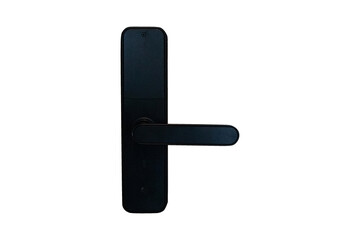 Metal black knob automatic door lock system with advanced technology code isolated on cut out PNG or transparent background. Made strong, stable of aluminum metal does not rust when exposed.